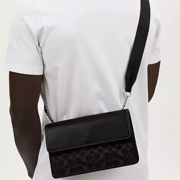 Coach Turner Smooth Calf Leather & Signature Black Denim Bag Gift Box   Nwt ❤️ - Picture 9 of 10